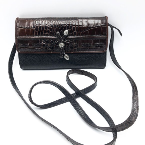 BRIGHTON Vintage Checkbook Wallet on A String Purse Crossbody - Picture 1 of 1